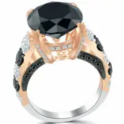 5.35 Ct Round Diamond Engagement 925 Silver Ring Rose Gold Rhodium Lab Created