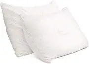 Giselle Bedding Set of 2 Single Bamboo Memory Foam Pillow Adjustable Gel Pillows for Sleeping Bed Hotel Cushion, Infused Shredded with Removable Washable Cover, Back Side and Stomach Sleepers
