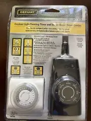 Defiant Outdoor Light-Sensing Timer & Indoor Basic Timer Combo New In Package