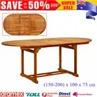 Oval Acacia Wood Outdoor Dining Table Brown Extendable Garden 200x100x74 cm