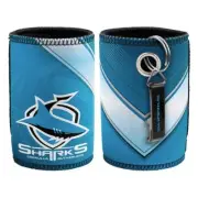 127251 CRONULLA SHARKS NRL TEAM CAN COOLER STUBBY HOLDER WITH BOTTLE OPENER