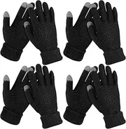 [Coume] 4 Pairs Kid Winter Touchscreen Knit Gloves
