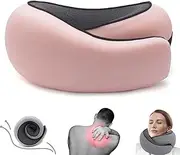[FYKEY] Travel Pillow for Airplanes Veritable Chin Support Travel Neck Pillow 100% Pure Memory Foam Full Neck Surround Pillows for Traveling Flight Sleeping Portable Travel Essentials (Pink)