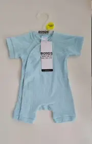 BNWT BONDS Bodysuit BABY 00000 Premature Baby, Infant Cozysuit Baby Blue Romper