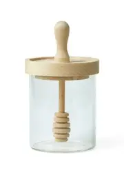 Talisman Designs Glass Honey Jar with Laser Etched Beechwood Lid & Integrated