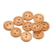 10pcs Wooden Sewing Button 15mm 2 Holes Round Craft Clothing Buttons, Beige