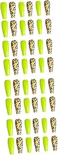 FOMIYES Artificial False Nails 24pcs Full Nail Wraps Solid Leopard Pattern Nail Art Wear Nails