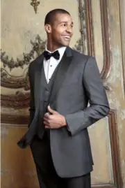 Steel Grey Slim Fit Peak Label Tuxedo with Matching Adjustable Waist Pants