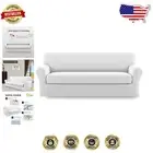 Elegant Washable Microfiber Sofa Cover - 2-Piece, Sturdy Elastic Fit, Snow White