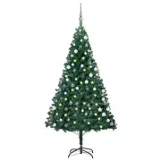 Artificial Christmas Tree With Lights Decorated With Xmas Balls Peak Pre-Lit