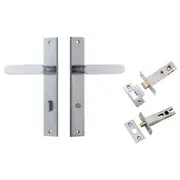 Bronte Lever Rectangular Backplate Privacy Kit w Privacy Turn Brushed Chrome