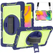 Rugged Stand Shockproof Hybrid Case with Strap For Samsung Tab S9 / S9 FE (Blue+Green)