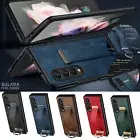 For Samsung Z Flod6/Fold5/Fold4 Shockproof Ring Stand Hand Strap PU Leather Case