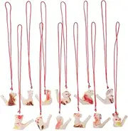 BCOATH 12pcs Ceramic Water Whistles Chinese Zodiac Bird for Cartoon Whistles Early Music Learning Party Props Safe Decorative Figurines