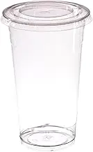 AIOS 50 x Recyclable PET Takeaway Cups with Flat Cross Hatch Lids. for Drinks on The Move. (500ml/17oz)