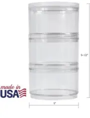 Clear Plastic Container Set | round Vanity Organizers w/ Lids 3-Piece Stackable