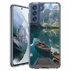 For Samsung Galaxy S20 S21 S23 S24 FE 5g TPU Case+Glass(Peaceful Lake)