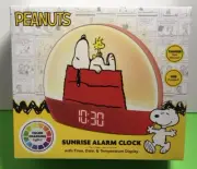 PEANUTS SNOOPY SUNRISE LED LIGHT ALARM CLOCK DATE TEMP USB NIB