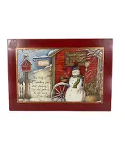 AGD Christmas Decor - Vintage Snowman Bird House Psalms 84 Box Sign