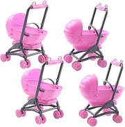 Doll Stroller Toy Model 4pcs Simulation Stroller Toy Doll Furniture for Boys and Girls