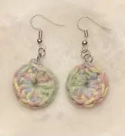 Handmade crochet circle Lucky Charms rainbow dangle earrings
