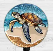 Tropical Sea Turtle Retractable Badge Holder, Tropical Ocean Badge Reel 6626B