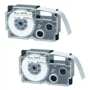 2 PK for Casio XR-18WE Black on White Label Tape for KL-7000EDU EZ Printer 3/4"