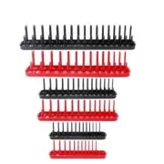 1/4"/3/8"/1/2" Metric SAE Socket Tray Rack Holder Shelf Garage Organizer 6Pcs