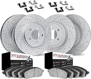 Dynamic Friction Company Front and Rear Brakes and Rotors| Hardware Included| Front and Rear EURO 5000 Ceramic Brake Pads and Rotors Kit| Fits 1998-1999 Volkswagen Beetle