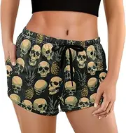 [Naanle] Women's Beach Shorts with Pockets Swim Trunks Board Shorts Swim Shorts Quick Dry Swimwear for Beach