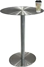 Round Dining Table Stainless Steel Pub Table with Non-Slip Stable Base, Cocktail Table for Home, Office, Living Room and Kitchen Small Accent Nightstand(60x105cm/2.0x3.4ft)