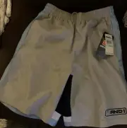 And1 Boys Basketball Shorts Size 8 Silver Chrome NWT