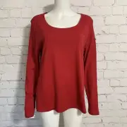 Tommy Hilfiger Women’s 2XL Red Long Sleeve Flag Tee Scoop Neck New