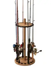Old Cedar Outfitters Round Rack Fishing Rod Holders Distressed Wood Finish,15
