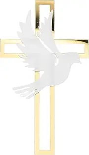 STOBOK 4pcs Mirror Acrylic Cake Topper Dove Cross Cake Toppers Religious Cupcake Toppers First Communion Cake Decoration Christian Party Supplies