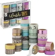 Craft ID Washi Tape Set Vintage | 40 Rolls | Decorative Coloured Tape for Scrapbooking Bullet Diary | Pattern Tape | Decorative Diary | Adhesive Glitter for Crafts | Wedding Stickers