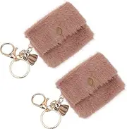 [COLLBATH] 2pcs Mini Coin Purse Mini Change Bag Key Chains Durable Key Chain Coin Bag Key Holder Purses Plush Keychain Coins Wallet Keychain Mini Bag Key Holder Mini Coin Bag Keychain Khaki