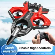 2.4G 4CH RC EPP Foam Fighter Plane 360 Degrees Stunt Tumbling,One-Key Takeoff,LED Lights Best Kids Toy Gift Color Red