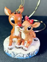 JIM SHORE TRADITIONS Rudolph & Clarice Ornament with Keepsake Box #4013877 NIOB