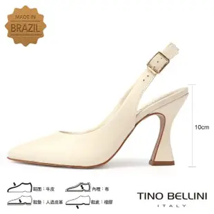 【TINO BELLINI 貝里尼】巴西進口典雅素面後繫帶高跟鞋FS3V003(白色)