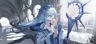 Anime girls light blue hair ice cream pointy ears playmat gaming mat
