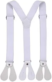 20mm Wide Kids Braces Spandex - Boys Suspenders Adjustable Elasticated for Trouser, Jeans and Shorts Y-Back by Trimming Shop (White)