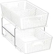 Simple Houseware 2 Tier Bathroom Organizer Tray Pull-Out Sliding Clear