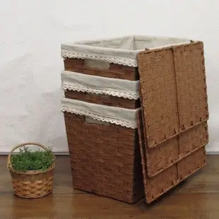 《齊洛瓦鄉村風雜貨》日本zakka雜貨 紙繩編織梯形收納籃 紙編織收納籃 可蓋式紙編籃 東西收納 衣物收納籃