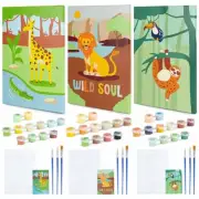 Paint by Numbers Kit for Animals Pack 3 Canvas Paint by Number Canvas Framed,...
