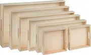 Wooden Serving Tray With Handles - 7 Piece Nested Breakfast Tray - Wood Crafts Trays for Organizing, Bathroom, Food, Party Buffet, Montessori - Serving & Catering