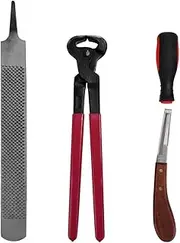 4PCS Horse Farrier Hoof Nipper Trim Shoeing File Rasp Handle Hoof Cutter Tool Horse Care Accessory Multicolor One Size