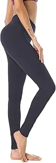[QUEENIEKE] Women’s Yoga Pants Power Flex Mid-Waist Sports Leggings Tummy Control Workout Pants with Pocket for Running Fitness Yoga Grey Blue L
