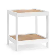 Design Square Ezra Modern Rattan End Lamp Side Table White/Natural