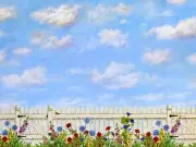 Dollhouse Miniature White Picket Fence Wallpaper 1:12 Scale